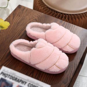 Rabbit fur slippers for men and women, winter warm indoor slippers