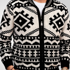 Men's Autumn and Winter Men's Jacquard Knitted Jacket Lapel Long Sleeve Jacket Sweater