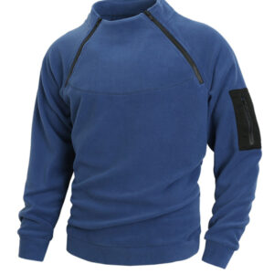 Men's casual stand collar long sleeve pullover coral fleece jacket