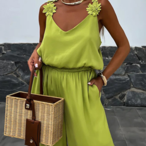 New Casual Loose Suspender Sleeveless Pocket Jumpsuit