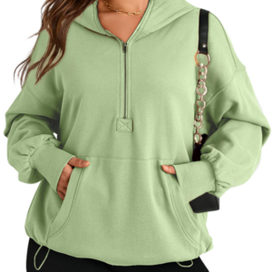 Women's Solid Color Long Sleeve Hooded Solid Color Zipper Plug Sweatshirt
